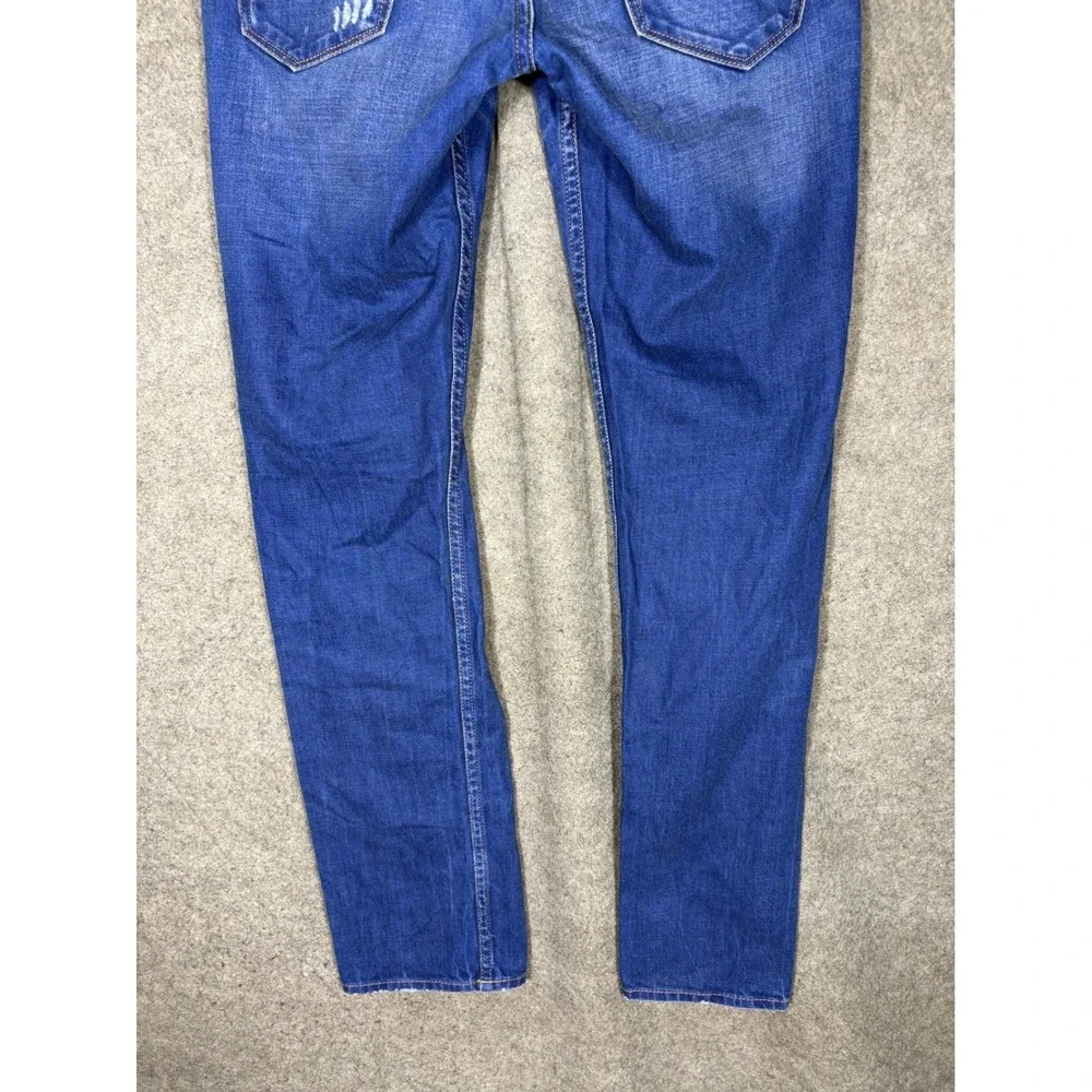 Guess Los Angeles Mens Slim Straight Distressed Blue Jeans Size 30 M71AS1R2J70‎